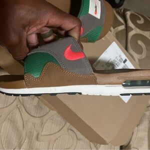 Nike Air Max Green and Brown Slide Sandals